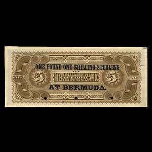 Bermudes, Merchants' Bank of Halifax, 1 pound, 1shilling : 1 juillet 1880