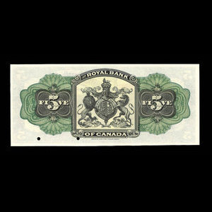 Barbade, Banque Royale du Canada, 5 dollars : 2 janvier 1909