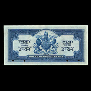 Barbade, Banque Royale du Canada, 20 dollars : 2 janvier 1920