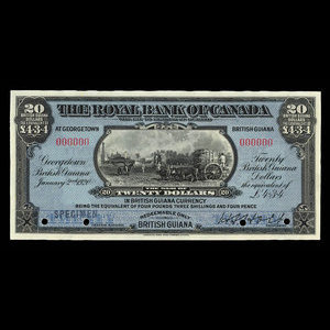 Guyane britannique, Banque Royale du Canada, 20 dollars : 2 janvier 1920