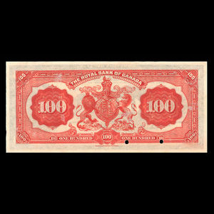 Guyane britannique, Banque Royale du Canada, 100 dollars : 2 janvier 1913