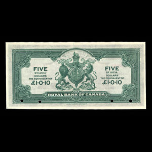 Sainte-Lucie, Banque Royale du Canada, 5 dollars : 2 janvier 1920