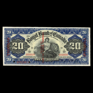 Trinité, Banque Royale du Canada, 20 dollars : 2 janvier 1909