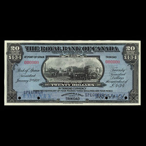 Trinité, Banque Royale du Canada, 20 dollars : 2 janvier 1920