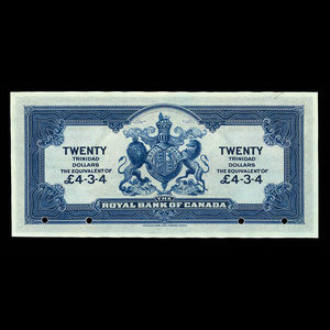 Trinité, Banque Royale du Canada, 20 dollars : 2 janvier 1920
