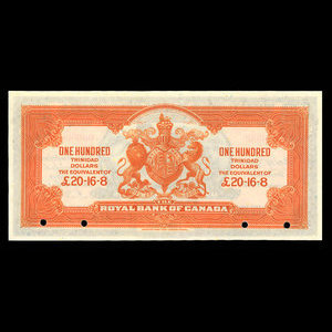 Trinité, Banque Royale du Canada, 100 dollars : 2 janvier 1920