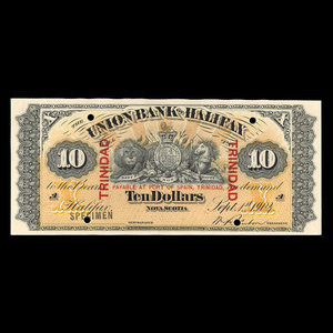 Trinité, Union Bank of Halifax, 10 dollars : 1 septembre 1904