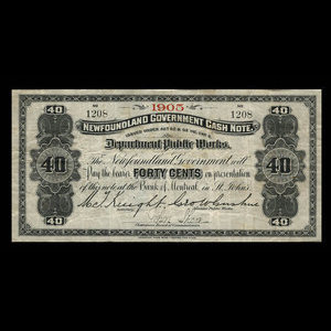 Canada, Terre-Neuve - Département des travaux publics, 40 cents : 1905