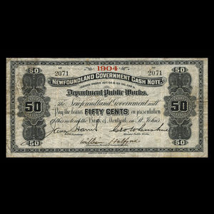 Canada, Terre-Neuve - Département des travaux publics, 50 cents : 1904