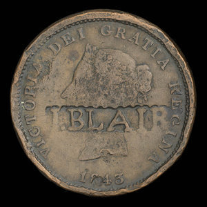 Canada, Province du Nouveau-Brunswick, 1 penny : 1843