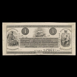 Canada, Bank of British North America, 4 dollars : 1 décembre 1851