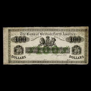 Canada, Bank of British North America, 100 dollars : 15 juillet 1861