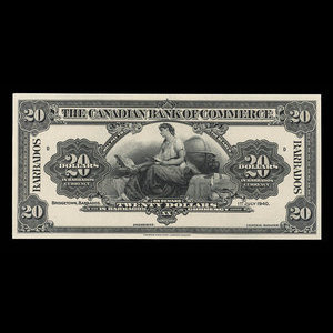 Barbade, Canadian Bank of Commerce, 20 dollars : 1 juillet 1940