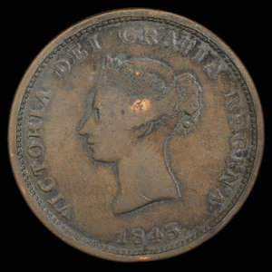 Canada, Province du Nouveau-Brunswick, 1 penny : 1843