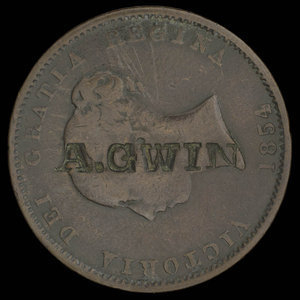 Canada, Province du Nouveau-Brunswick, 1/2 penny : 1854