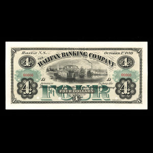 Canada, Halifax Banking Company, 4 dollars : 1 octobre 1880