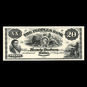 Canada, People's Bank of Halifax, 20 dollars : 2 juillet 1903