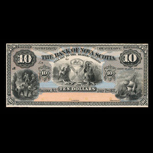 Canada, Banque Nouvelle-Écosse, 10 dollars : 2 juillet 1877