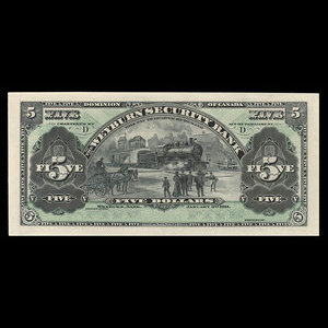 Canada, Weyburn Security Bank, 5 dollars : 3 janvier 1911