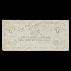 Canada, Bank of British North America, 5 dollars : 23 avril 1867