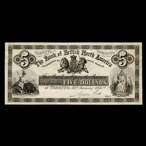 Canada, Bank of British North America, 5 dollars : 31 janvier 1871