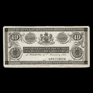 Canada, Bank of British North America, 10 dollars : 31 janvier 1871