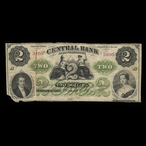 Canada, Central Bank of New Brunswick, 2 dollars : 1 novembre 1866