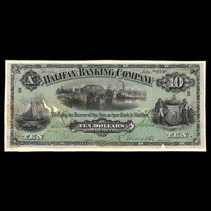 Canada, Halifax Banking Company, 10 dollars : 2 juillet 1890
