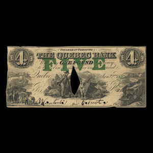 Canada, Banque de Québec, 4 dollars : 2 janvier 1856