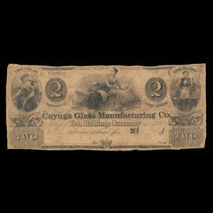 Canada, Cayuga Glass Manufacturing Company, 2 dollars : 1845