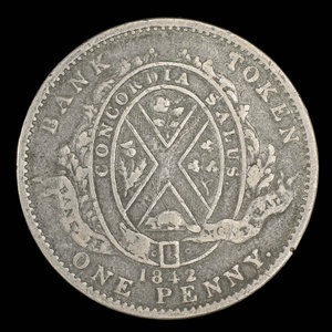 Canada, Banque de Montréal, 1 penny : 1842