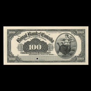 Canada, Banque Royale du Canada, 100 dollars : 2 janvier 1909