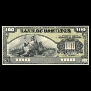Canada, Bank of Hamilton, 100 dollars : 1 juin 1909