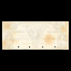 Canada, Banque de Montréal, 5 dollars : 1860