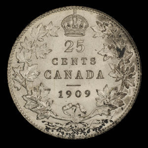 Canada, Édouard VII, 25 cents : 1909