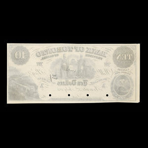 Canada, Bank of Toronto (The), 10 dollars : 3 juillet 1859