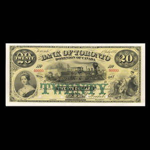 Canada, Bank of Toronto (The), 20 dollars : 1 juillet 1887