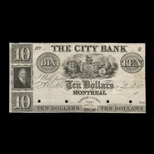 Canada, Banque de la Cité, 10 dollars : 1850