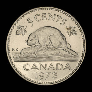 Canada, Élisabeth II, 5 cents : 1973