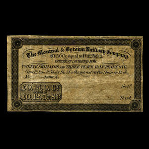 Canada, Montreal & Bytown Railway Company, 15 shillngs : 1 juin 1854