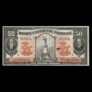 Canada, Banque Canadienne Nationale, 50 dollars : 1 février 1929