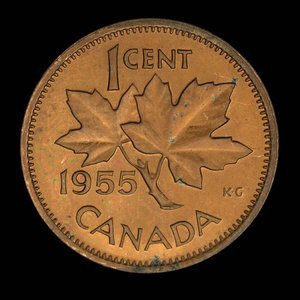 Canada, Élisabeth II, 1 cent : 1955