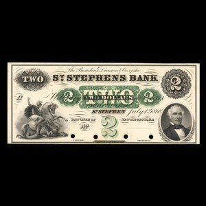 Canada, St. Stephen's Bank, 2 dollars : 1 juillet 1860