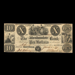 Canada, Mechanics Bank (The), 10 dollars : 1 juin 1837