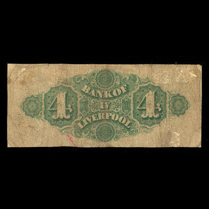 Canada, Bank of Liverpool, 4 dollars : 1 novembre 1871