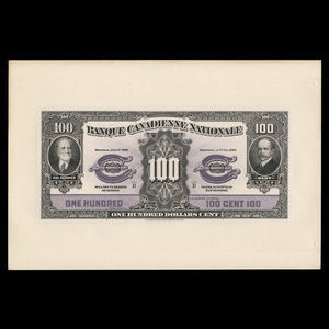 Canada, Banque Canadienne Nationale, 100 dollars : 1 février 1929
