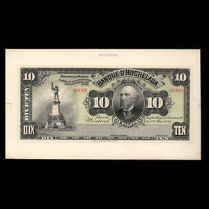 Canada, Banque d'Hochelaga, 10 piastres : 1 mai 1898