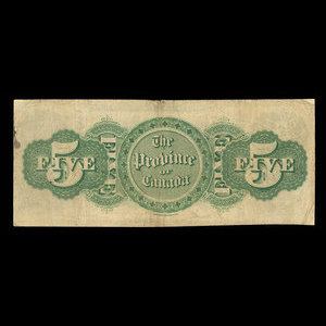 Canada, Province du Canada, 5 dollars : 1 octobre 1866