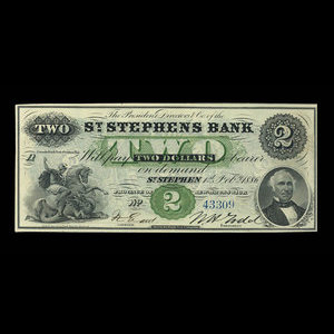 Canada, St. Stephen's Bank, 2 dollars : 1 février 1886