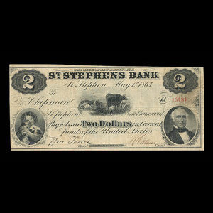 Canada, St. Stephen's Bank, 2 dollars : 1 mai 1863